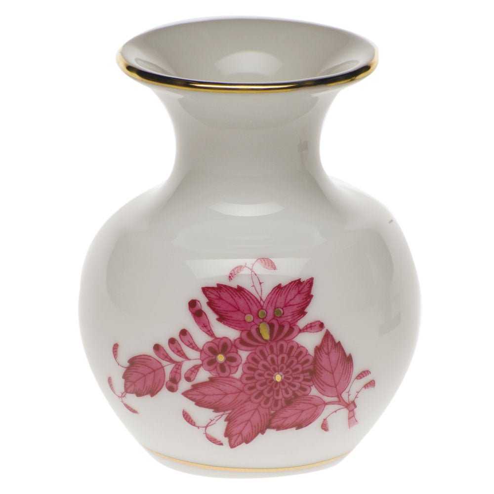 Herend Chinese Bouquet Raspberry Medium Bud Vase W/lip 2.75"h - Raspberry
