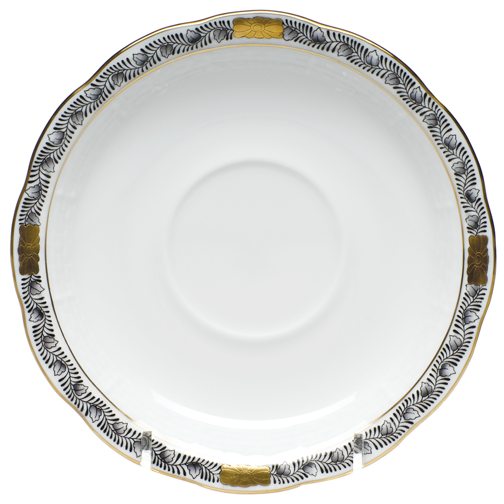Chinese Bqt Garland Black Tea Saucer 6"d - Black