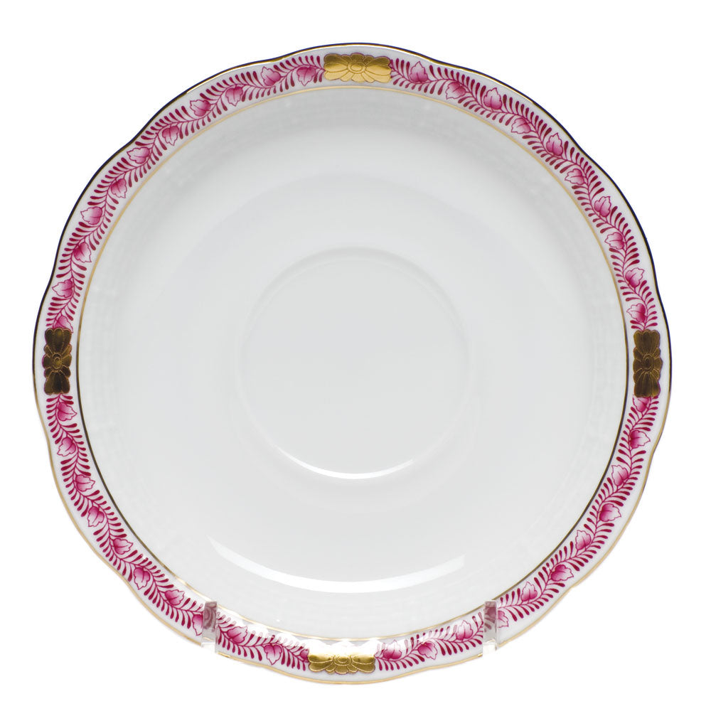 Herend Chinese Bqt Garland Pink Tea Saucer 6"d - Raspberry