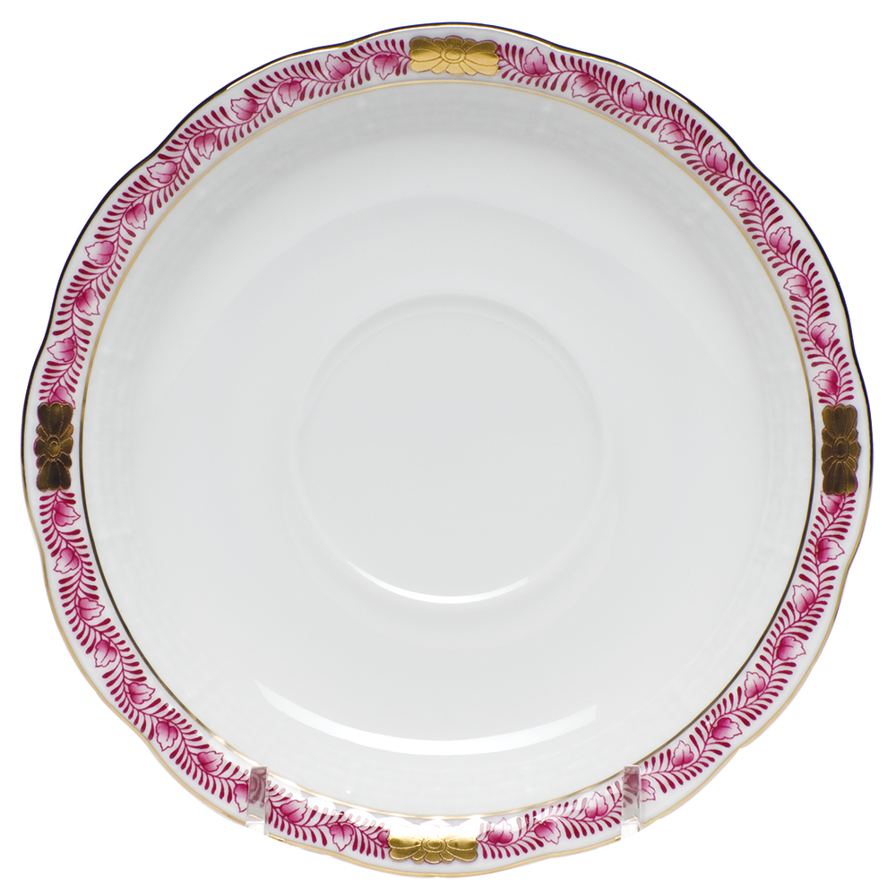 Chinese Bqt Garland Pink Tea Saucer 6"d - Raspberry