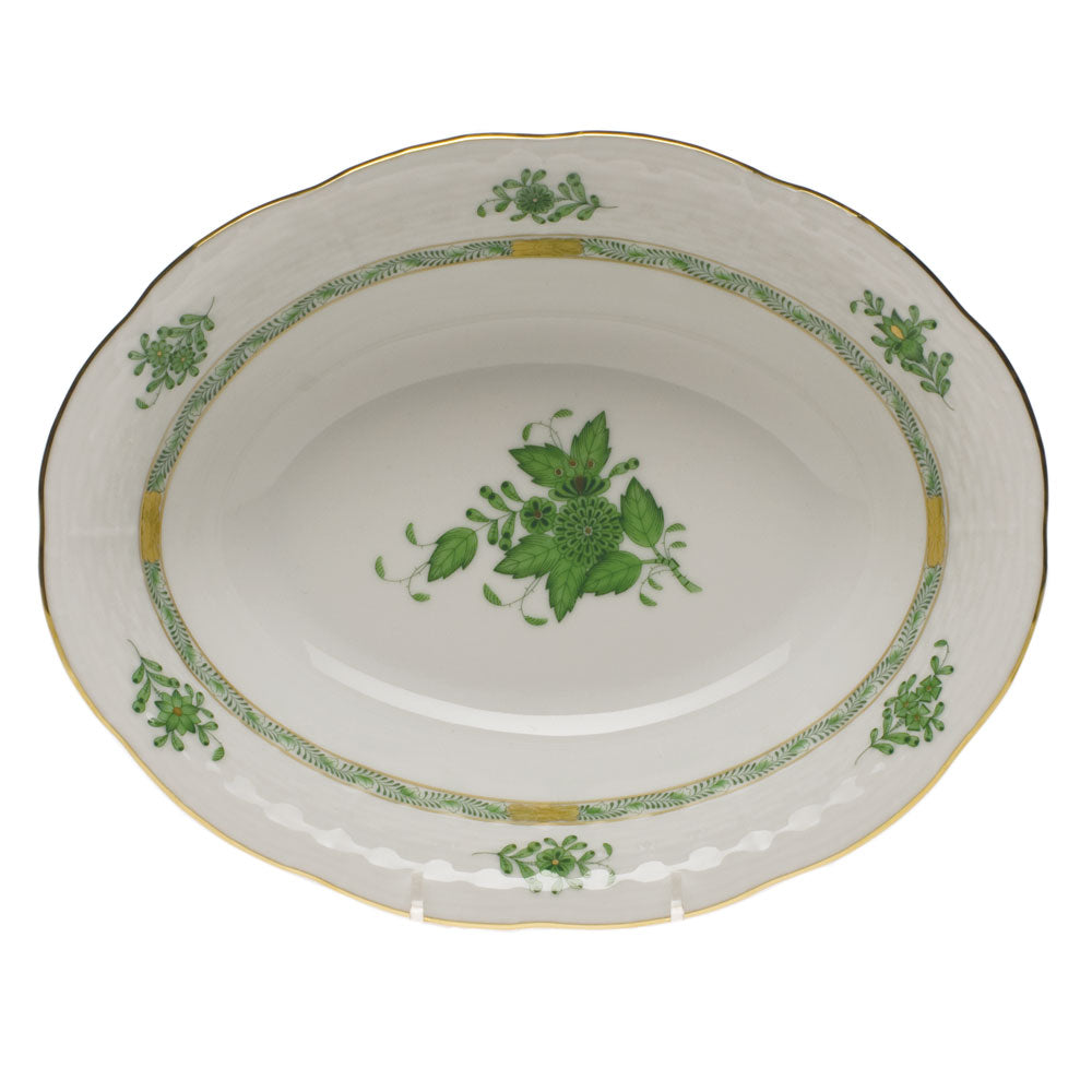 Herend Chinese Bouquet Green Oval Veg Dish 10"l X 8"w - Green