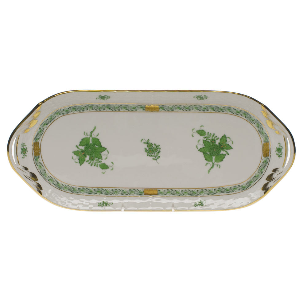 Herend Chinese Bouquet Green Sandwich Tray 14.5"l X 6"w - Green
