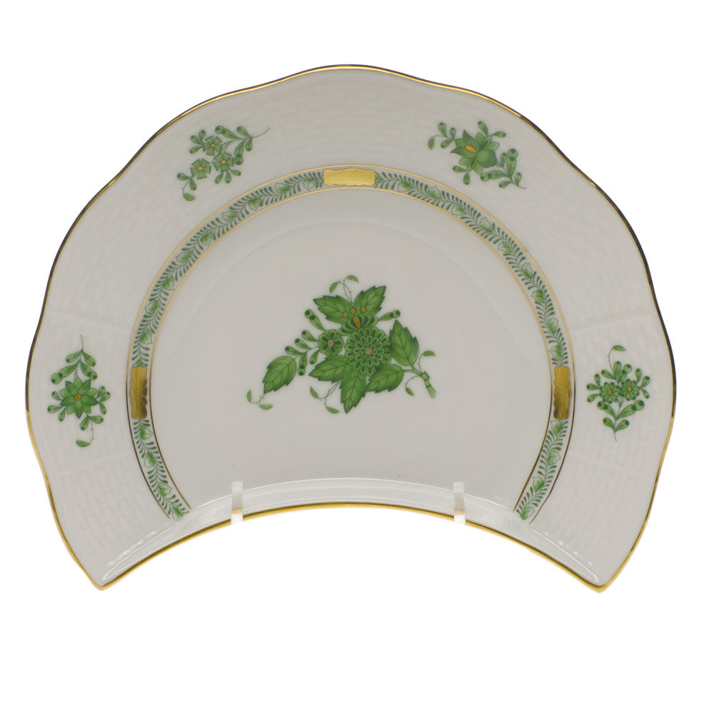 Herend Chinese Bouquet Green Crescent Salad 7.25"l X 5"w - Green