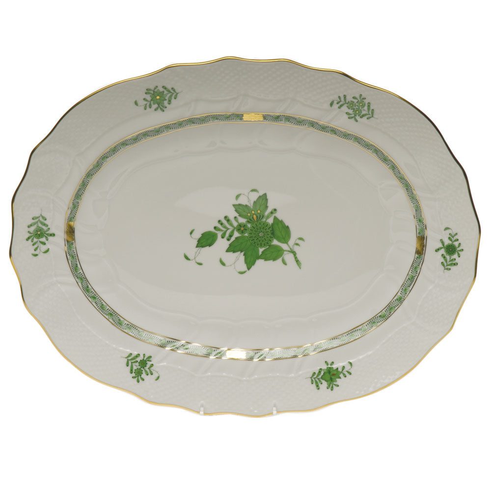 Herend Chinese Bouquet Green Platter 17"l X 12.5"w - Green