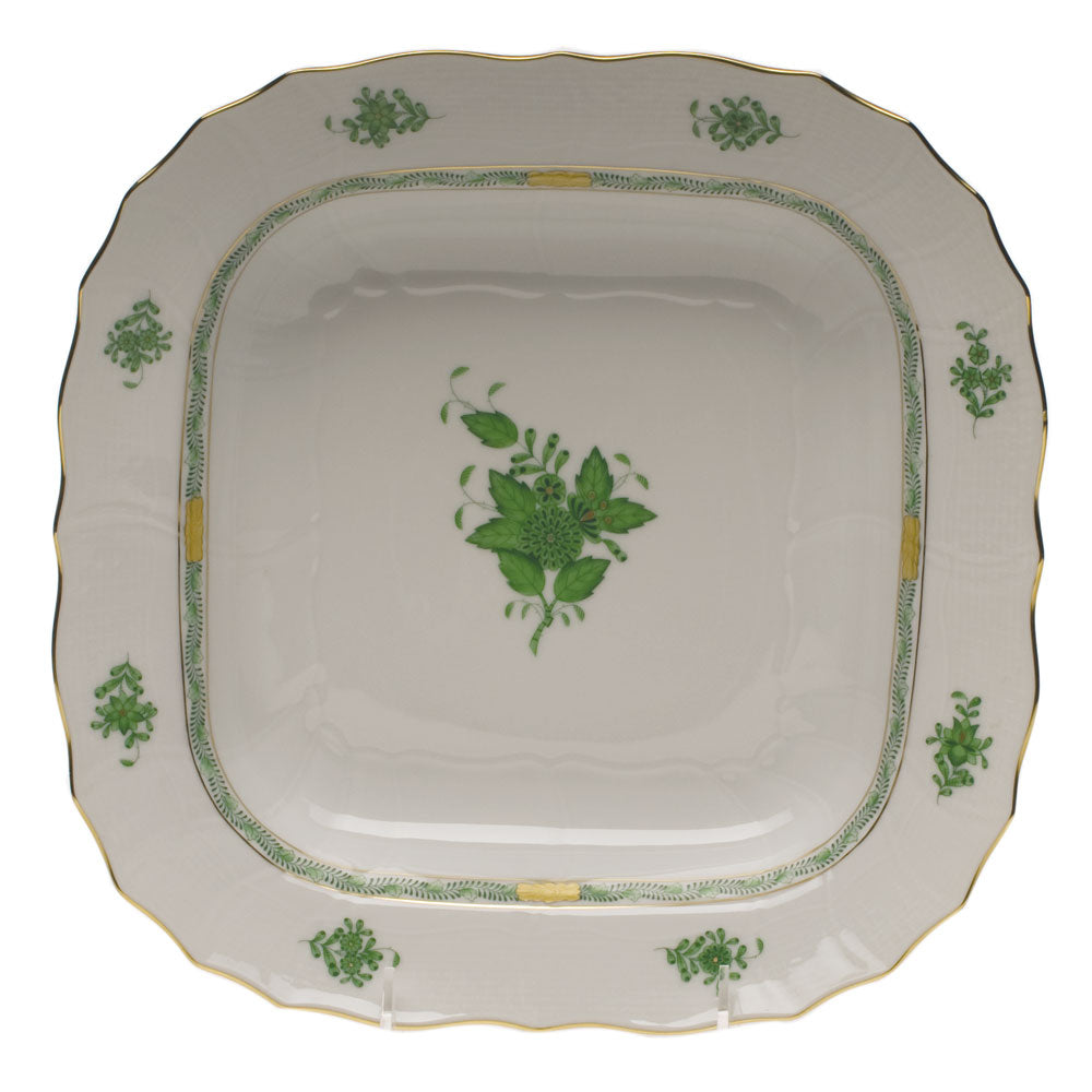 Herend Chinese Bouquet Green Square Fruit Dish 11"sq - Green