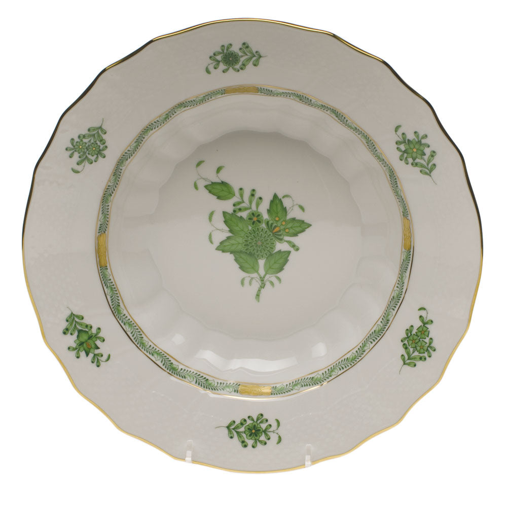 Herend Chinese Bouquet Green Rim Soup 9.5"d - Green
