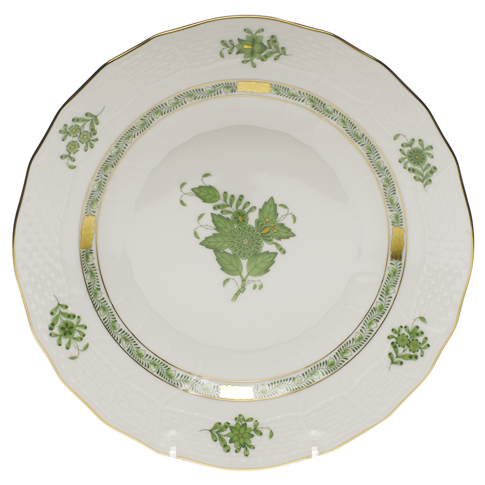 Chinese Bouquet Green Dessert Plate 8.25"d