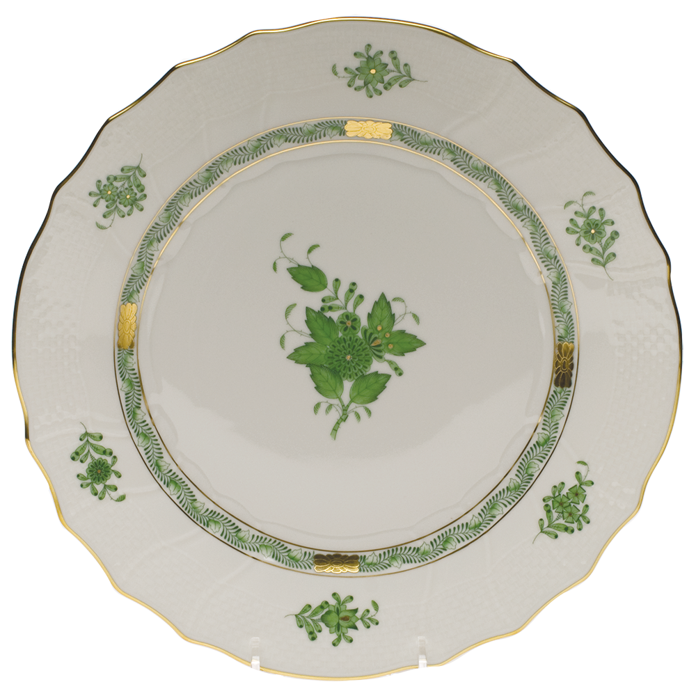 Chinese Bouquet Green Dinner Plate 10.5"d