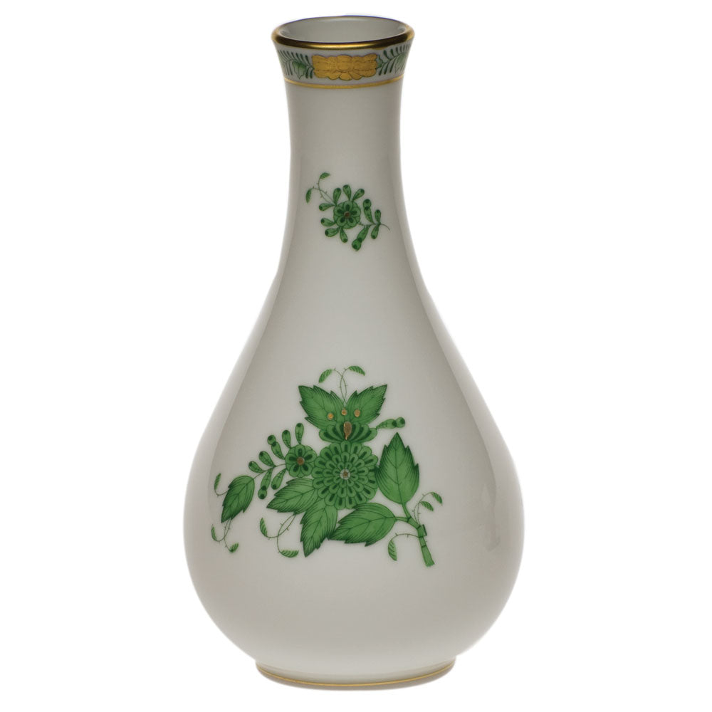 Herend Chinese Bouquet Green Vase 6.5"h - Green