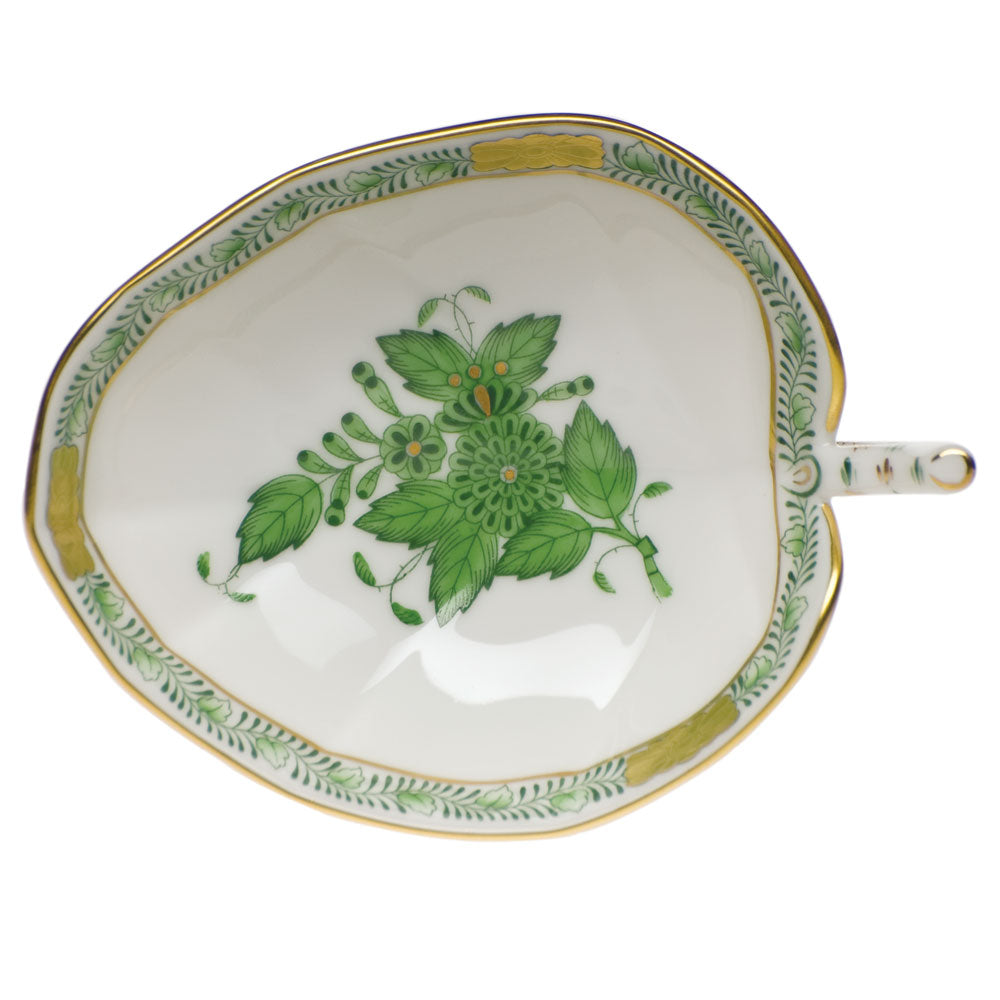 Herend Chinese Bouquet Green Leaf Tray 4.5"l X 3"w - Green