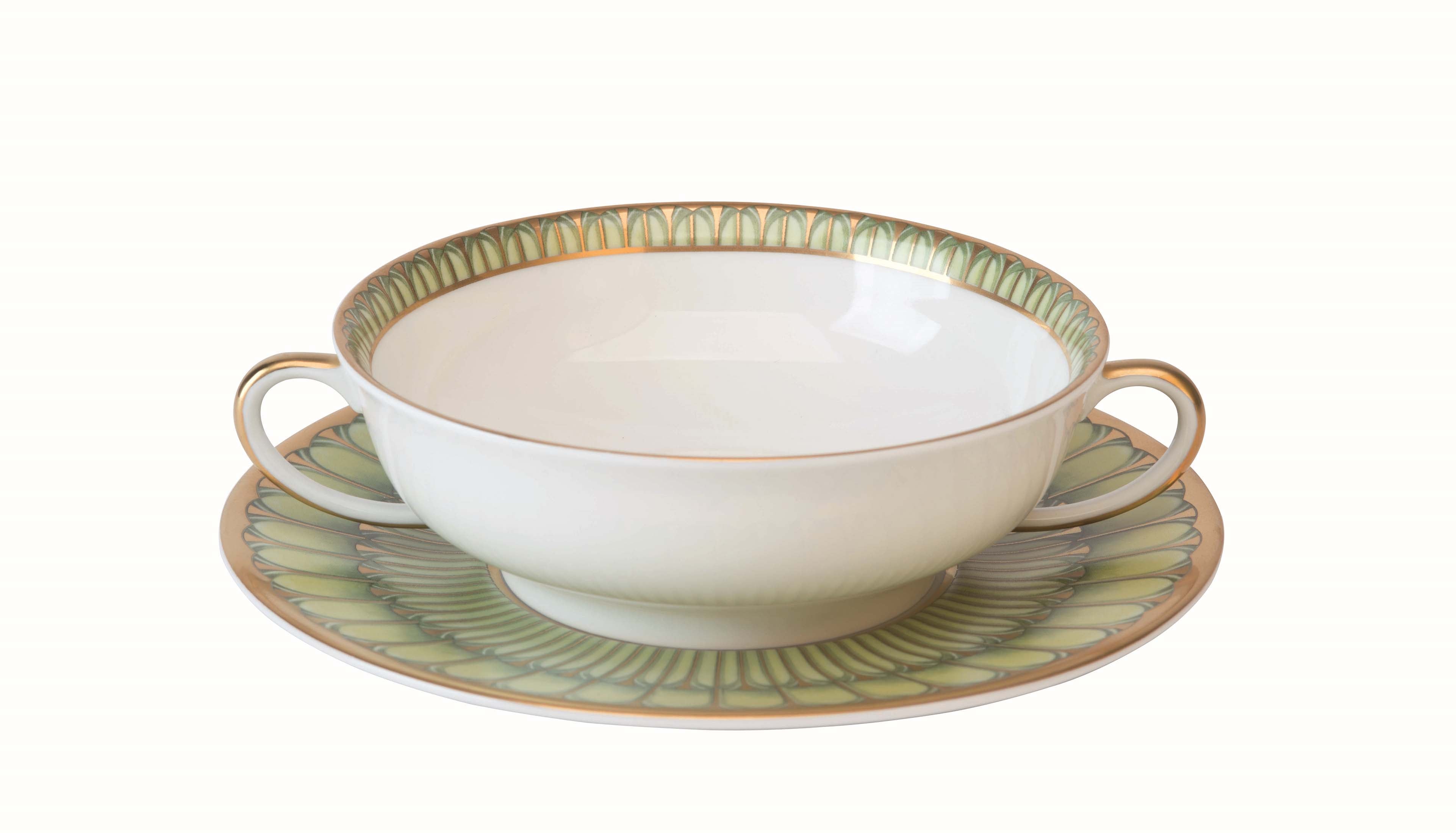 Deshoulieres Arcades Green Cream Soup Saucer