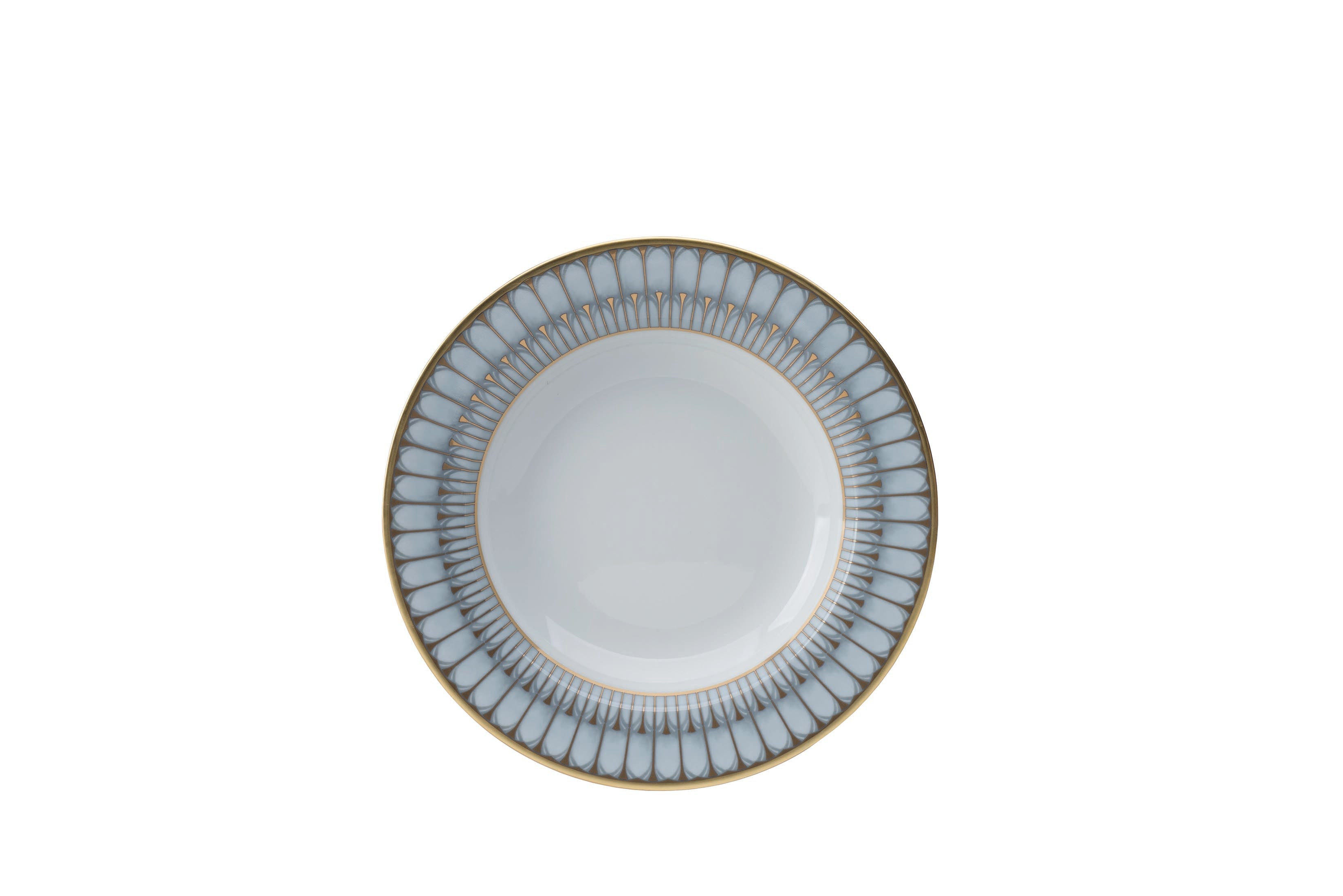 Deshoulieres Arcades Grey Gold Rim Soup Plate