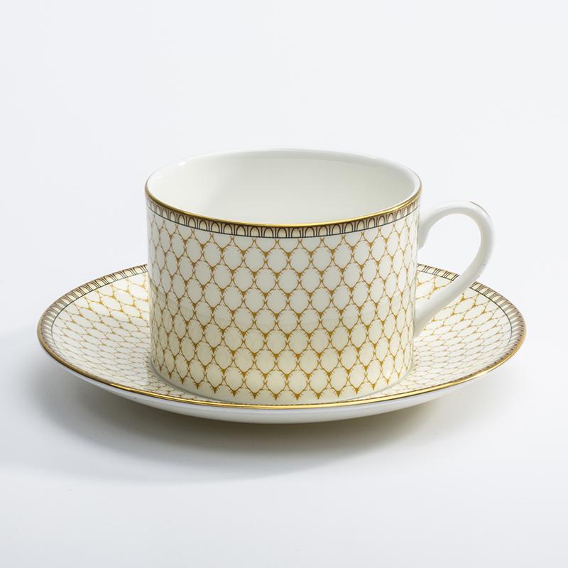 Antler Trellis - Ivory -Gold - Tea Cup & Saucer