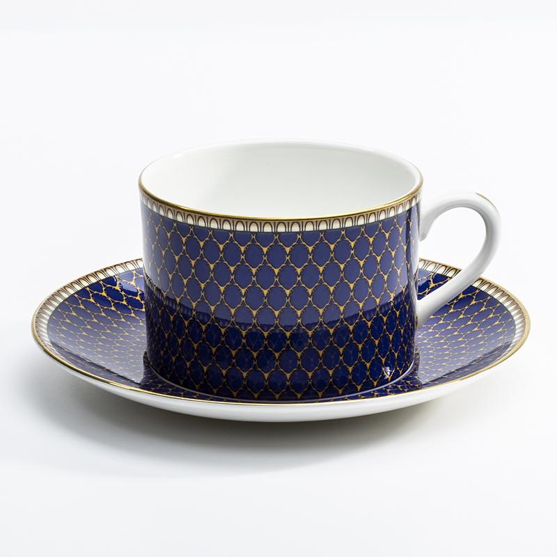 Antler Trellis - Midnight - Gold - Tea Cup & Saucer