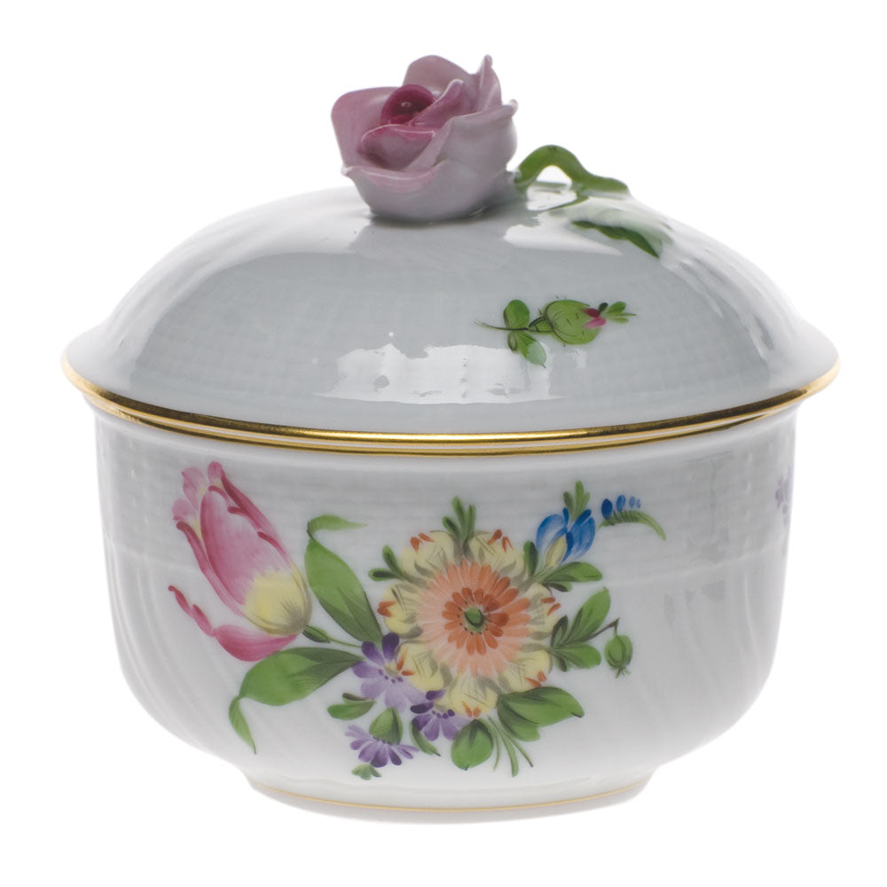 Herend Printemps Cov Sugar W/rose (4 Oz) 3.25"h