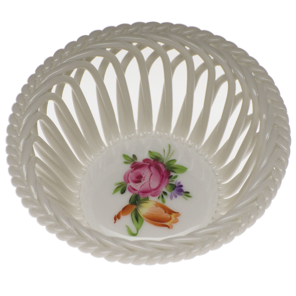 Herend Printemps Small Openwork Basket 3.75"d
