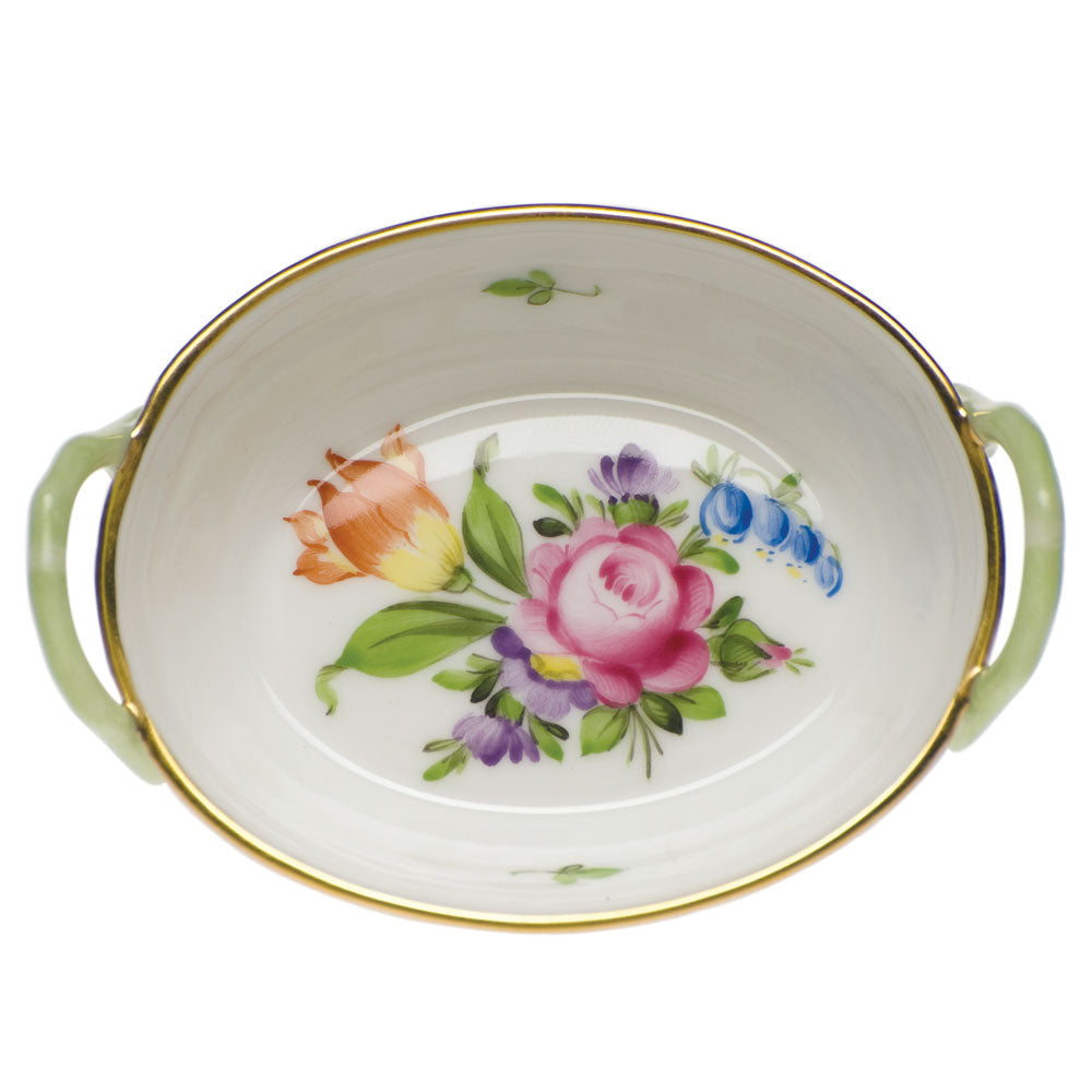 Herend Printemps Small Basket W/handles 2.75"l X 2.25"w