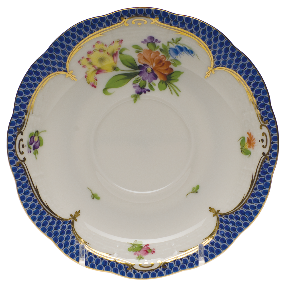 Printemps W/blue Border Tea Saucer - Motif 05 6"d