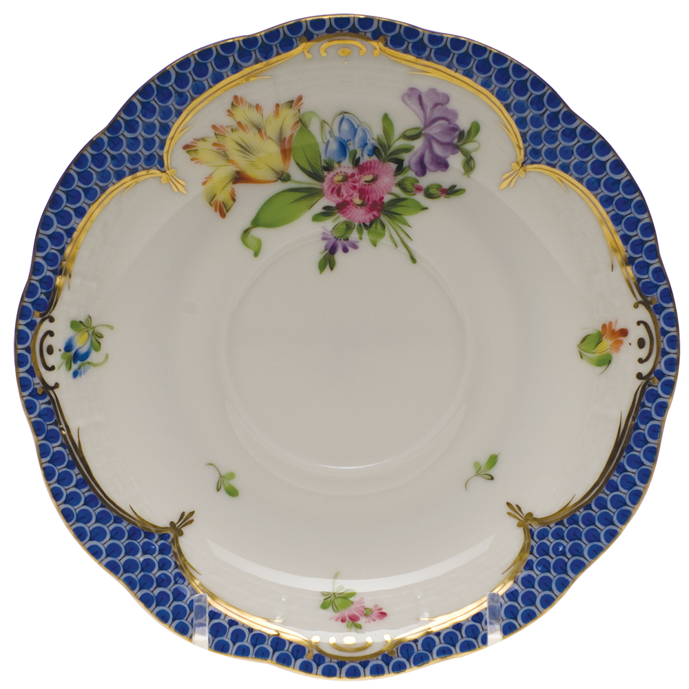 Printemps W/blue Border Tea Saucer - Motif 06 6"d