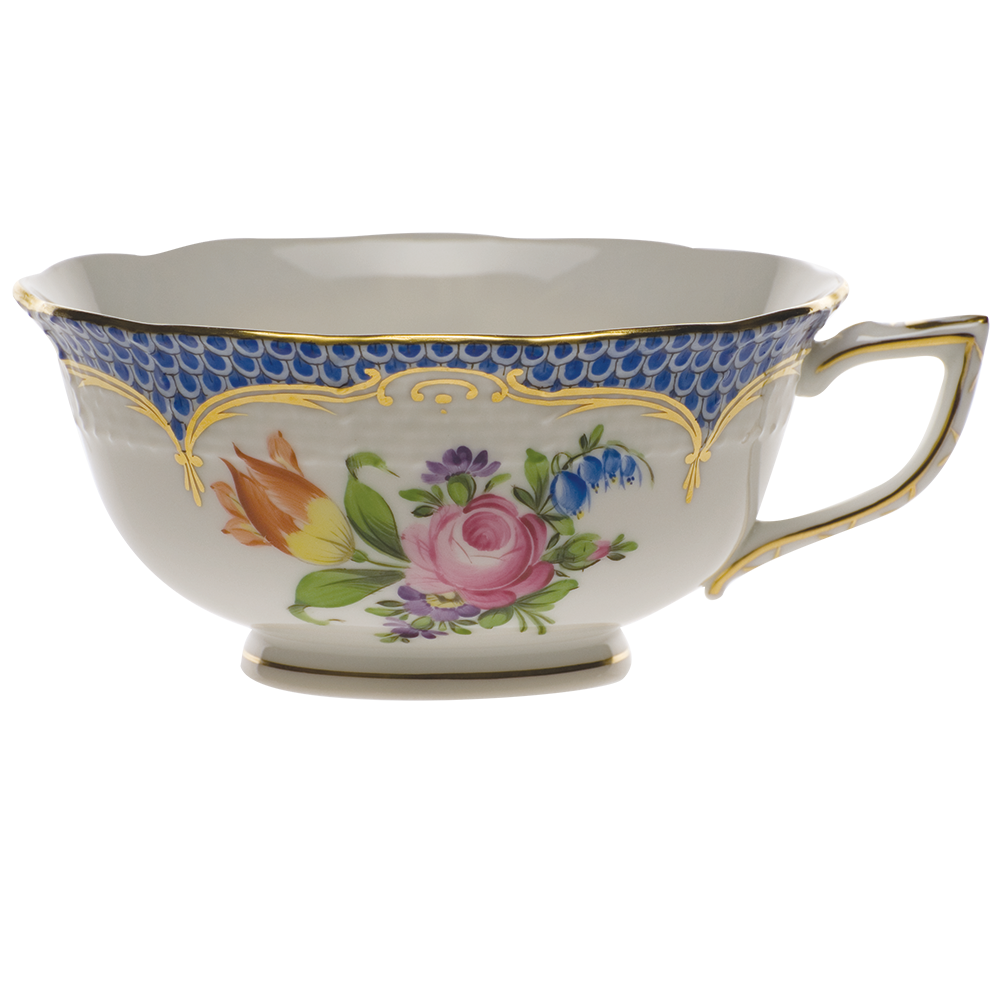 Printemps W/blue Border Tea Cup - Motif 01 (8 Oz)