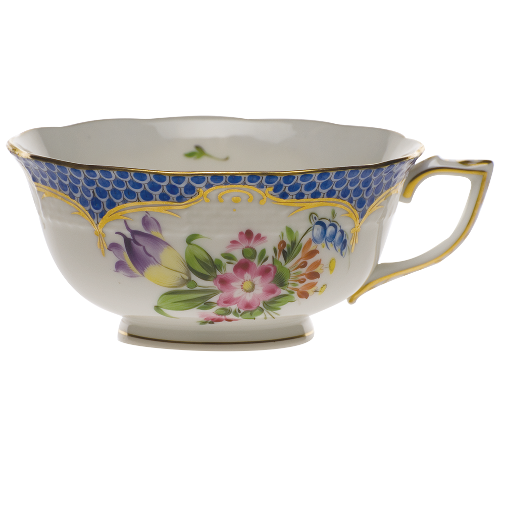 Printemps W/blue Border Tea Cup - Motif 04 (8 Oz)