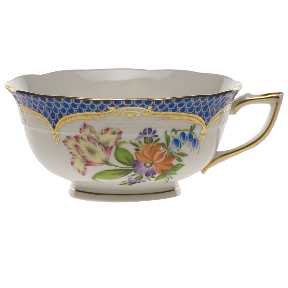 Printemps W/blue Border Tea Cup - Motif 05 (8 Oz)