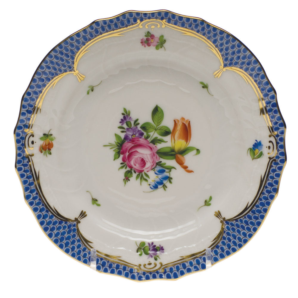 Herend Printemps W/blue Border Bread And Butter Plate - Mo 02 6"d
