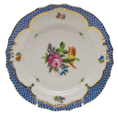 Herend Printemps W/blue Border Bread And Butter Plate - Mo 02 6"d
