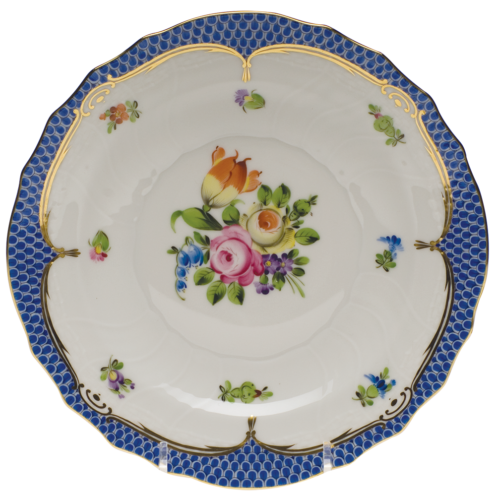 Printemps W/blue Border Salad Plate - Motif 01 7.5"d