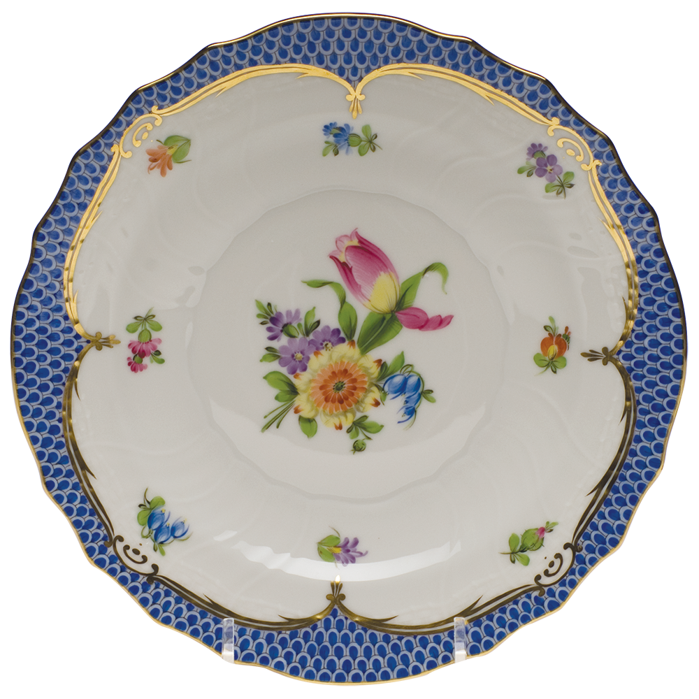 Printemps W/blue Border Salad Plate - Motif 03 7.5"d