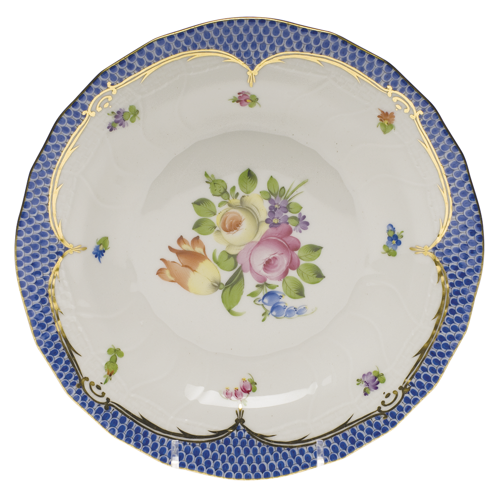 Printemps W/blue Border Dessert Plate - Motif 01 8.25"d