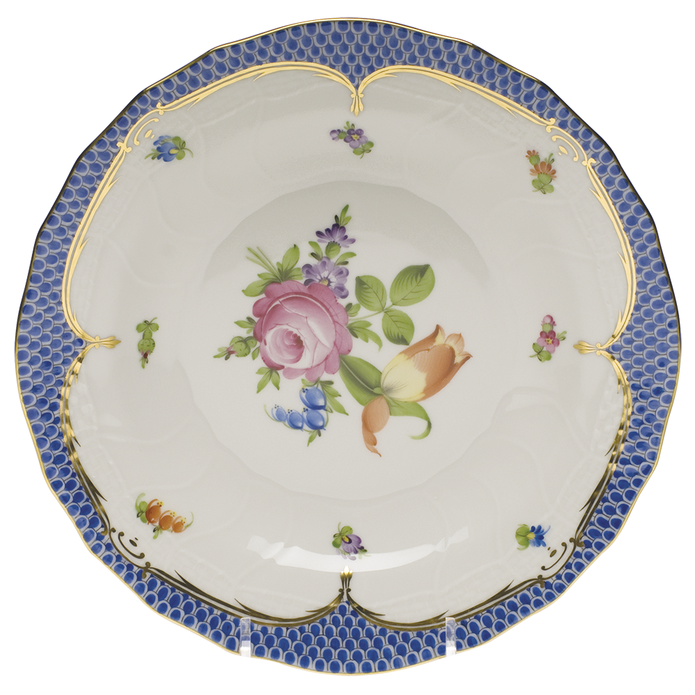 Printemps W/blue Border Dessert Plate - Motif 02 8.25"d