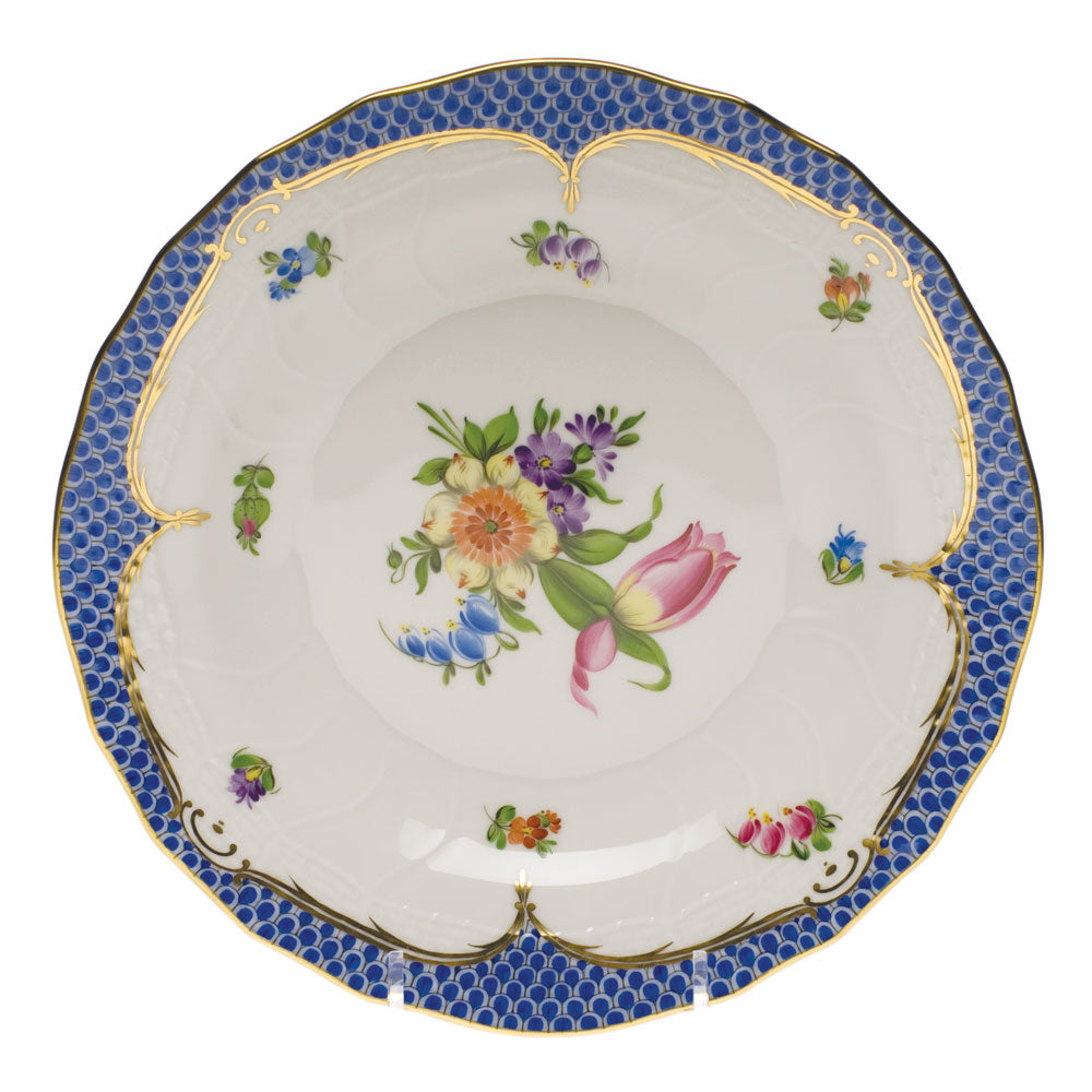 Herend Printemps W/blue Border Dessert Plate - Motif 03 8.25"d