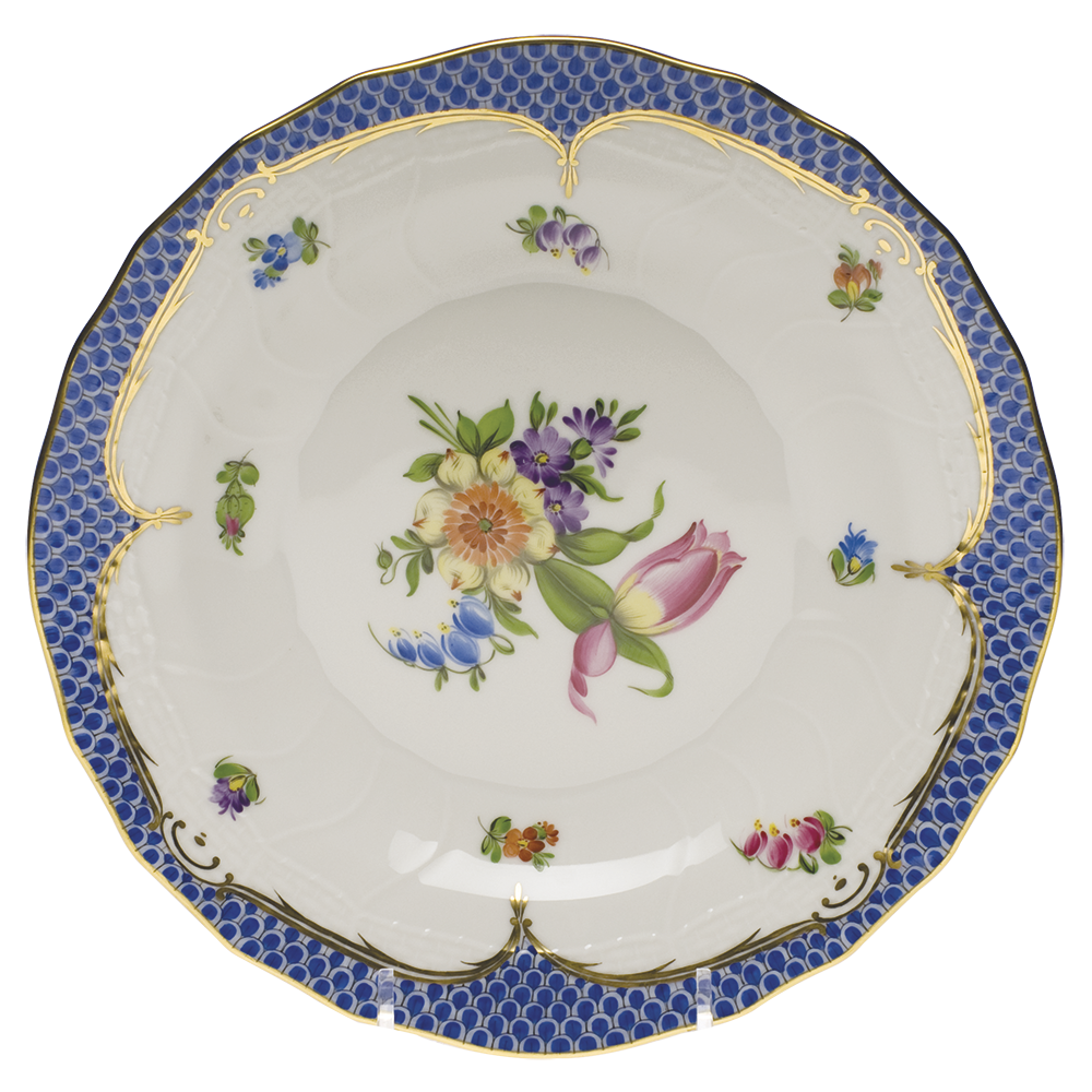Printemps W/blue Border Dessert Plate - Motif 03 8.25"d