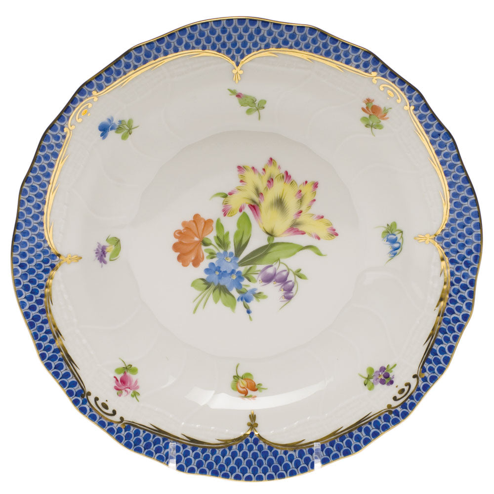 Herend Printemps W/blue Border Dessert Plate - Motif 05 8.25"d