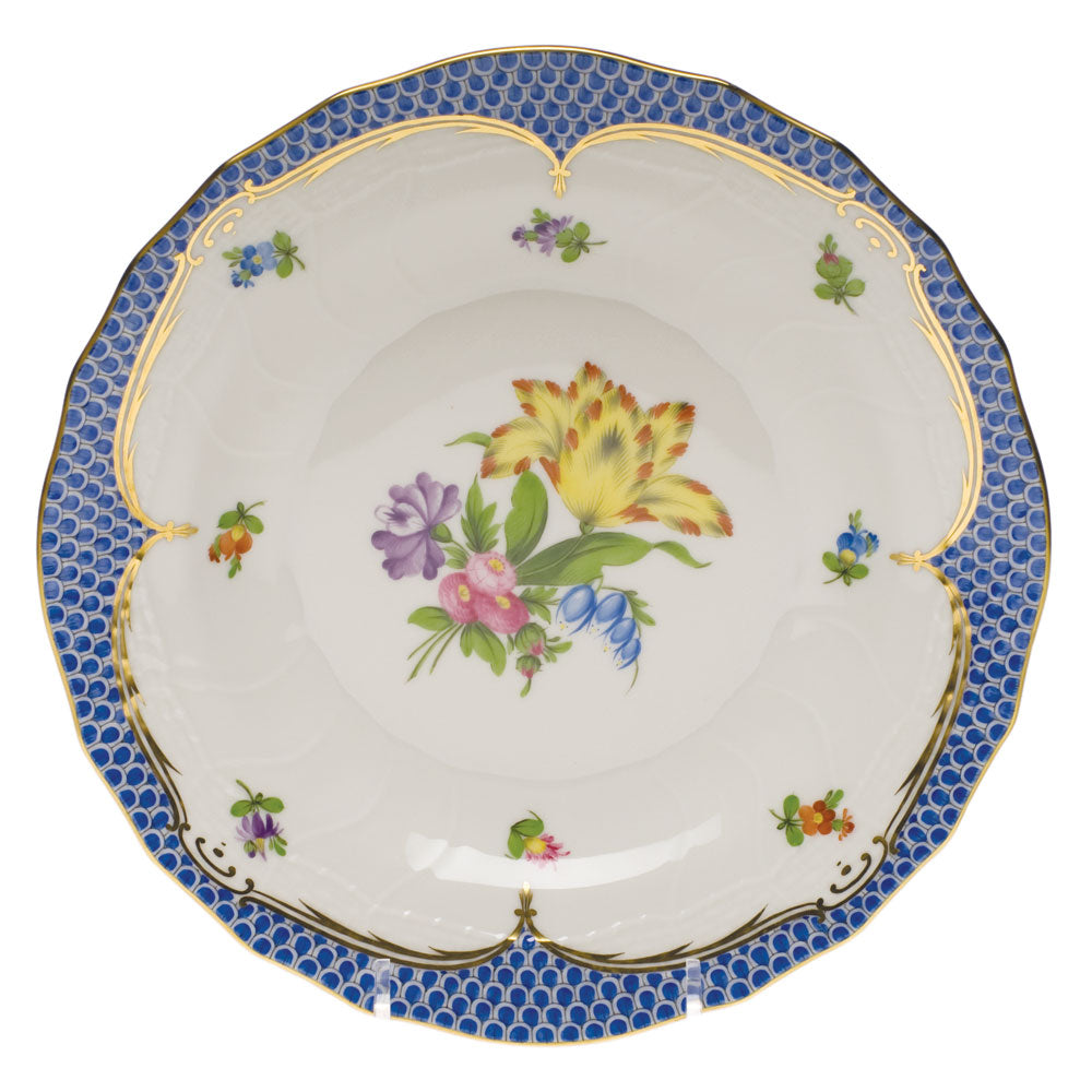 Herend Printemps W/blue Border Dessert Plate - Motif 06 8.25"d