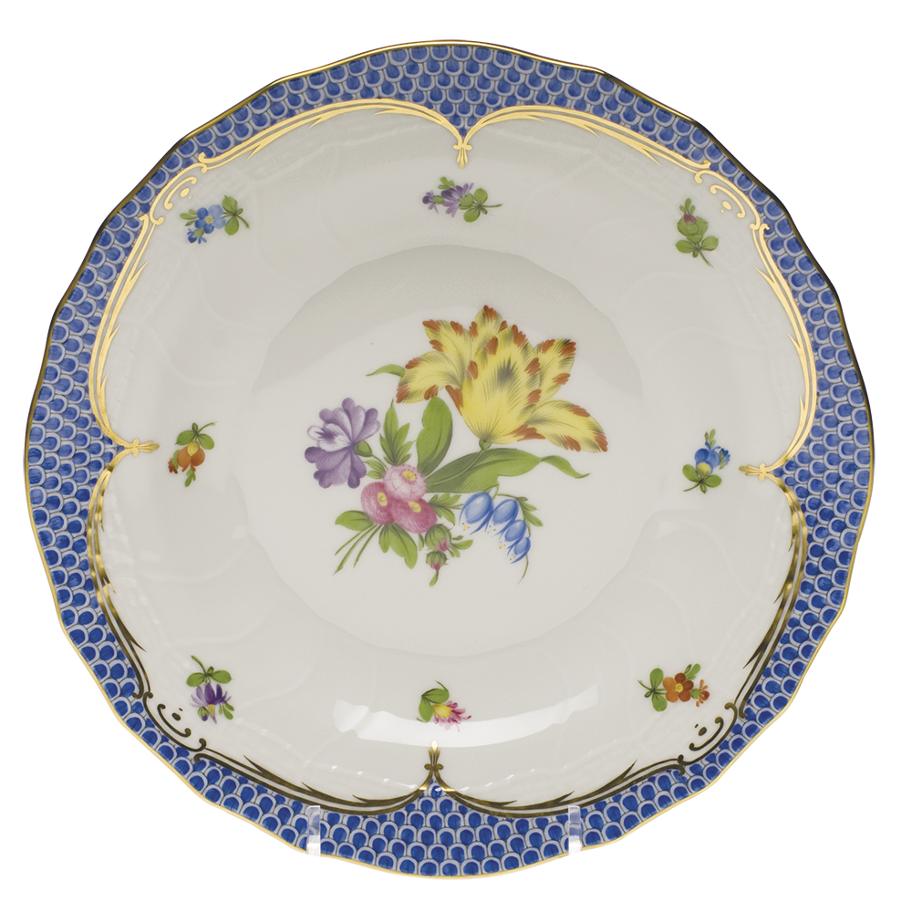 Printemps W/blue Border Dessert Plate - Motif 06 8.25"d