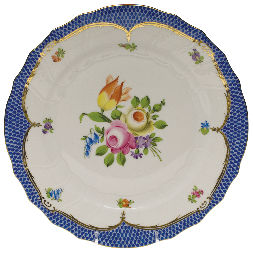 Printemps W/blue Border Dinner Plate - Motif 01 10.5"d