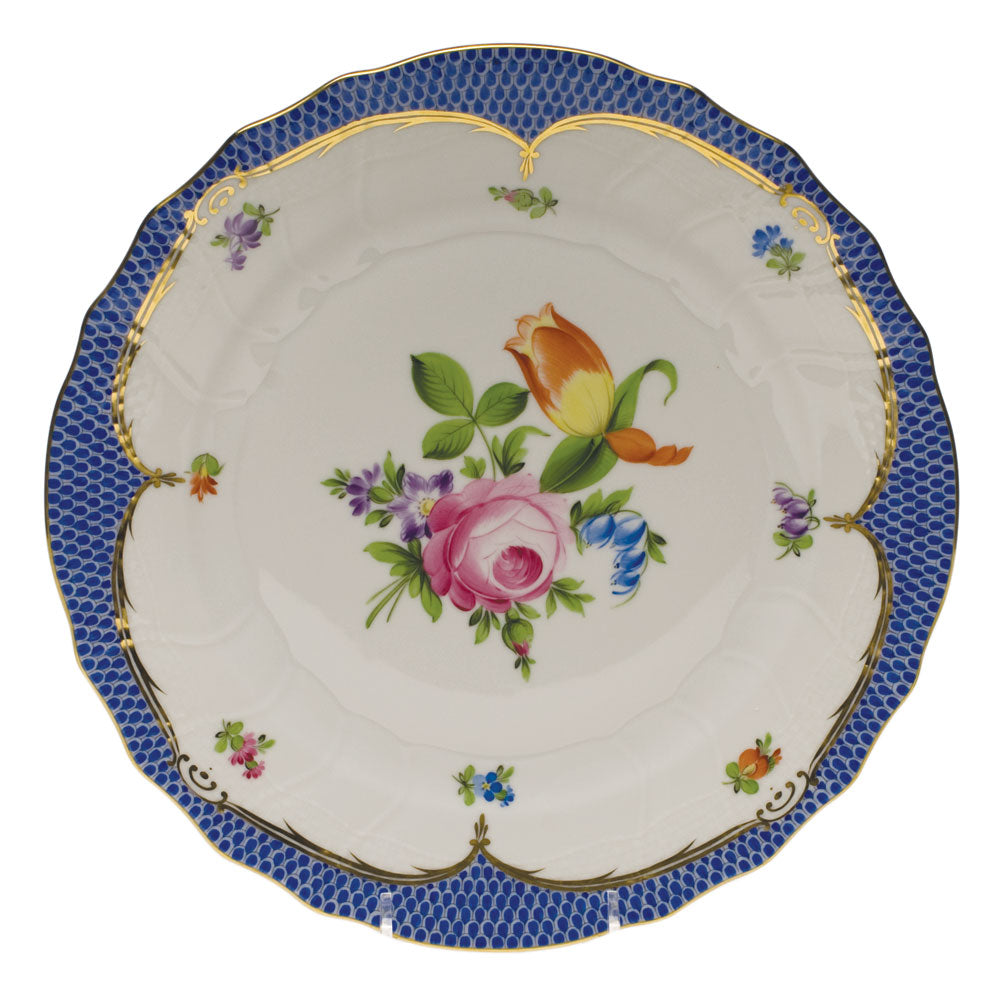 Herend Printemps W/blue Border Dinner Plate - Motif 02 10.5"d