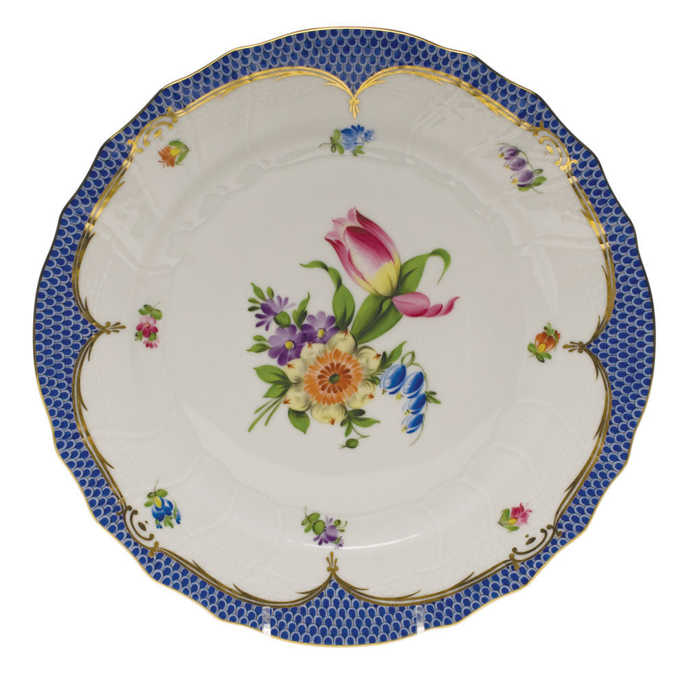 Herend Printemps W/blue Border Dinner Plate - Motif 03 10.5"d
