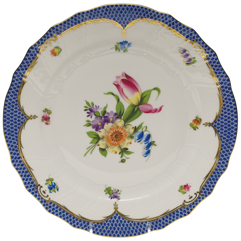 Printemps W/blue Border Dinner Plate - Motif 03 10.5"d