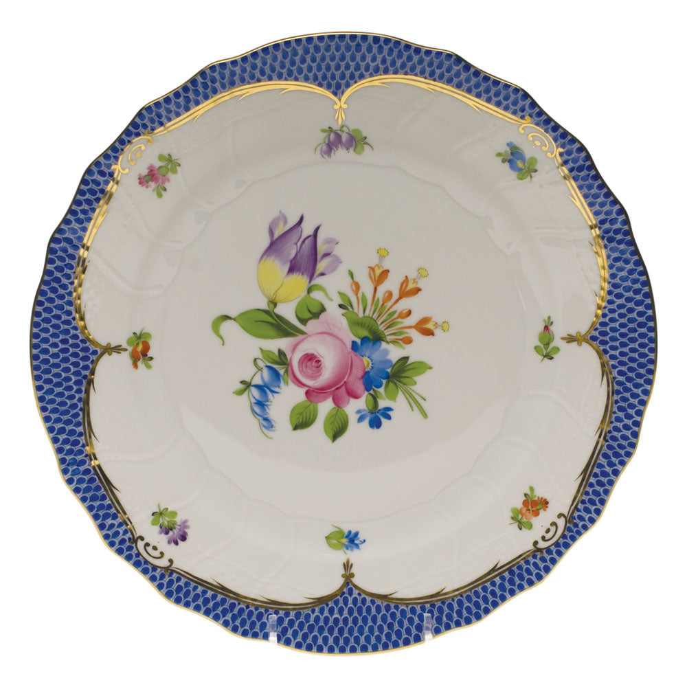 Herend Printemps W/blue Border Dinner Plate - Motif 04 10.5"d