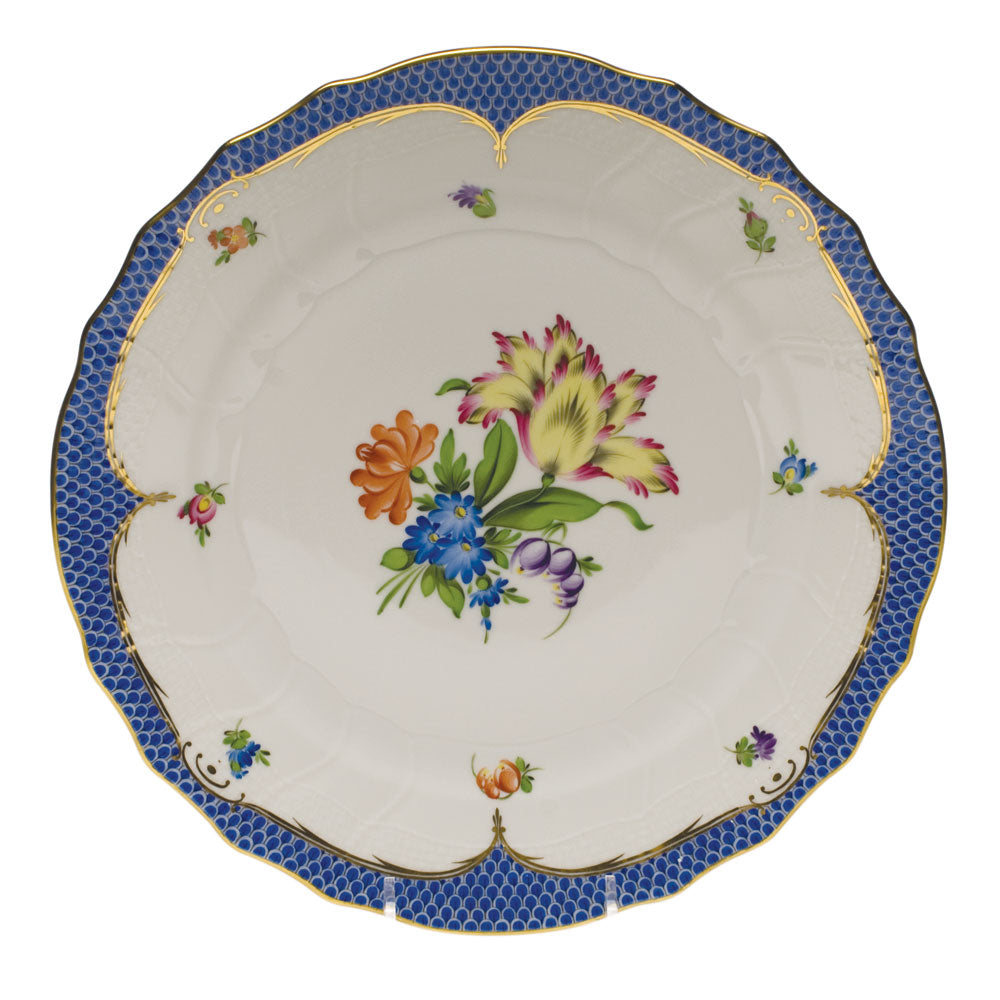 Herend Printemps W/blue Border Dinner Plate - Motif 05 10.5"d