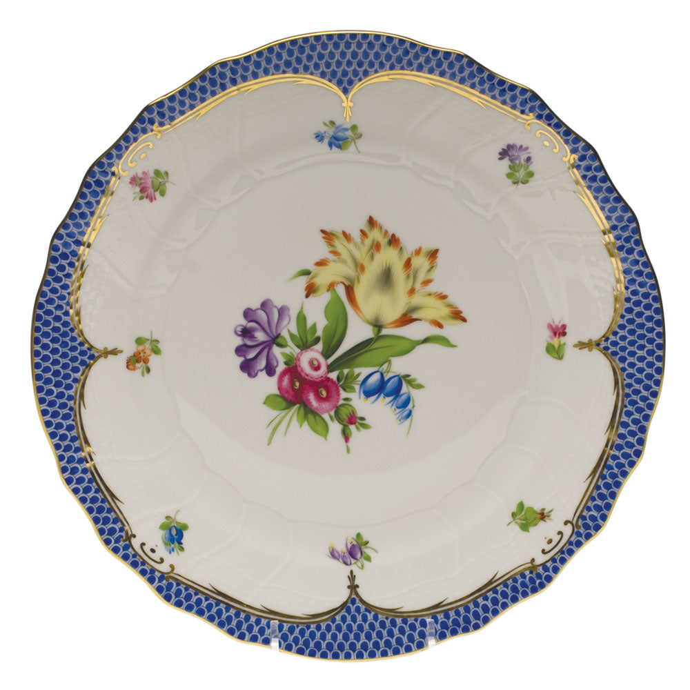 Herend Printemps W/blue Border Dinner Plate - Motif 06 10.5"d