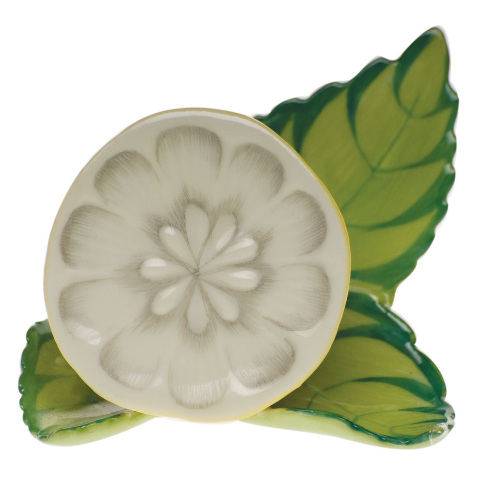 Herend Natural Coloration Lemon On Leaf 3"l X 2"h