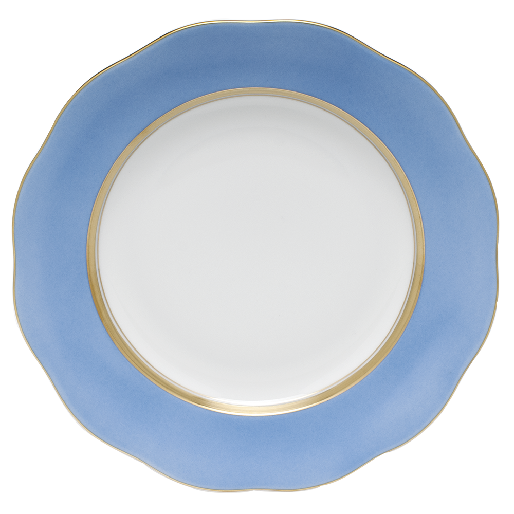 Silk Ribbon Dessert Plate 8.25"d - Cornflower