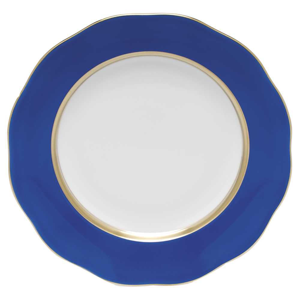 Silk Ribbon Cobalt Blue Dessert Plate 8.25"d