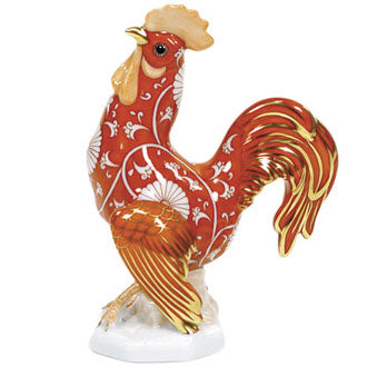 Herend Chrysanteme Orange Small Cocky Rooster 4.25"h X 3"l