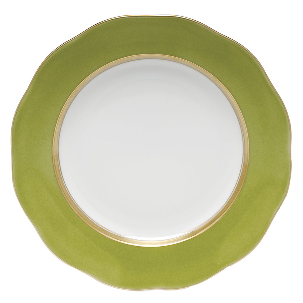 Silk Ribbon Olive Dessert Plate 8.25"d