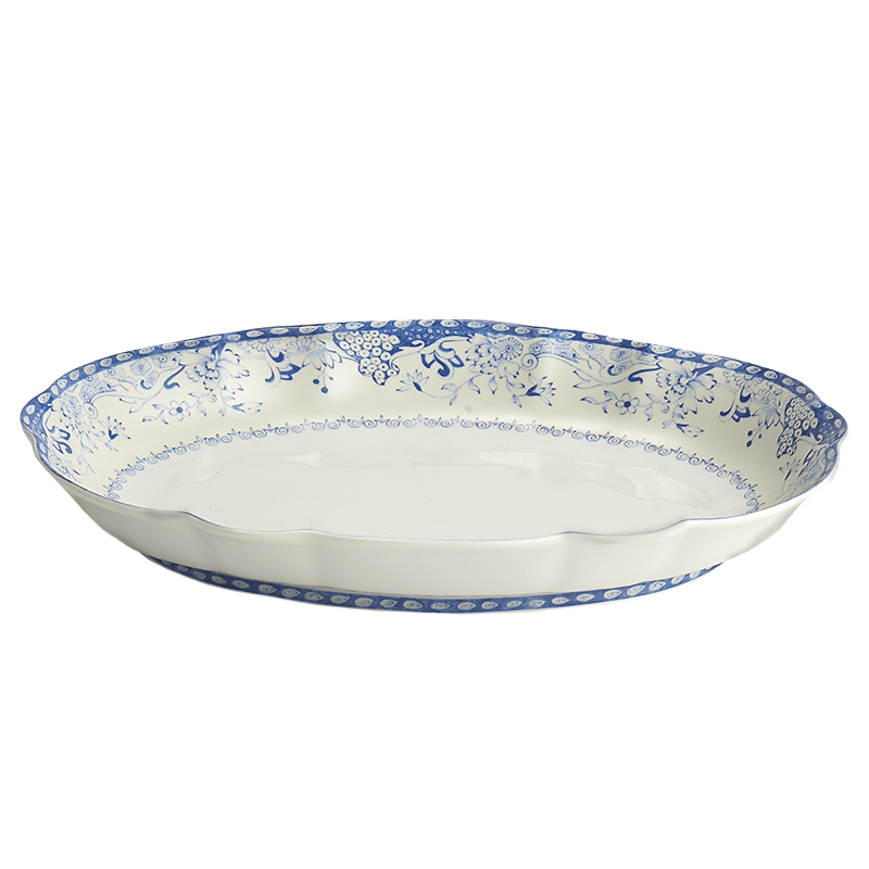 Mottahedeh Virginia Blue Oval Serving Dish